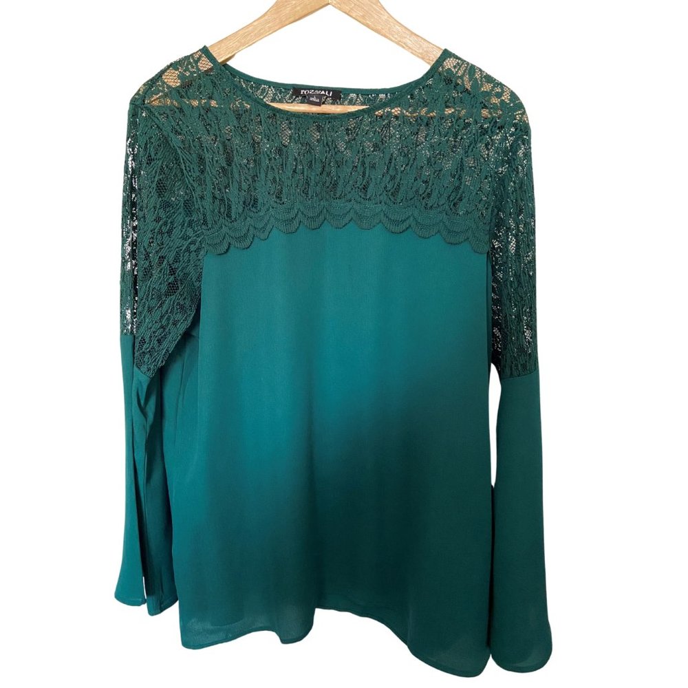 (2 for $25) Beautiful Castleton Green Roz & Ali Lace Blouse - Size: L